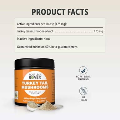 Turkey Tail Mushroom for Dogs - Whole, Organic Mushroom Extract - Over 50% Beta-Glucan - Third Party Tested, Made in The USA - No Grains No Fillers - 60 Day Large Dog Supply - Image 6