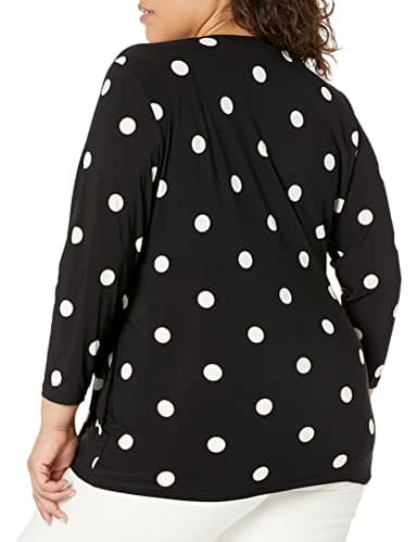 Anne Klein Printed ITY 3/4 SLV WRAP TOP (H22) - Image 2