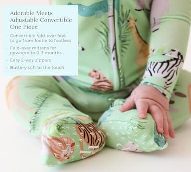 Posh Peanut Convertible Baby Sleepers - Boys Footless Baby Pajamas with 2 Way Zipper for Easy Diaper Changes - Image 3