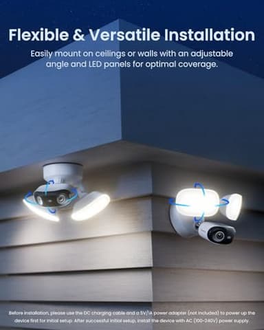 REOLINK Elite Floodlight WiFi, 4K 8MP 180° Panoramic Wired Floodlight Camera, Adjustable 3000 Lumens, Local AI Video Search, Dual-Band Wi-Fi 6, 24/7 Recording, No Monthly Fees, 100~200V AC Hardwired - Image 8