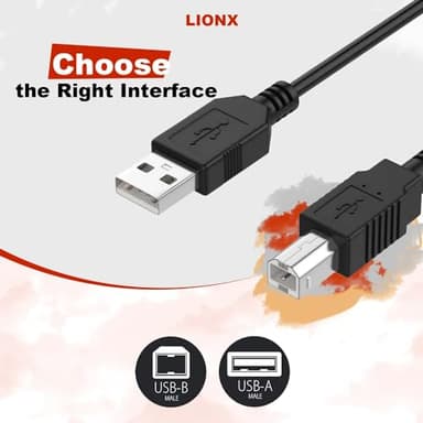 LIONX USB Printer Cable – Compatible with Epson ET-2720, ET-2750, ET-2760, ET-4760, XP-4100 – 6 Ft USB Type-A to Type-B Cable for Data Transfer and Printing - Image 4