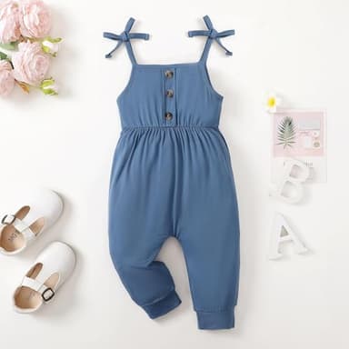 Mikrdoo Baby Girls Clothes Cute Solid Color Toddler Clothing Infant Summer Blue 2 3T - Image 2