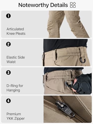 FREE SOLDIER Men's Water Resistant Pants Relaxed Fit Tactical Cargo Work Pants with Multi Pocket - Image 6