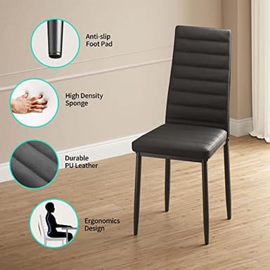 Gizoon 5 Piece Glass Dining Table Set, Kitchen and Chairs for 4, PU Leather Modern Room Sets for Home, Kitchen, Living Room - Image 8