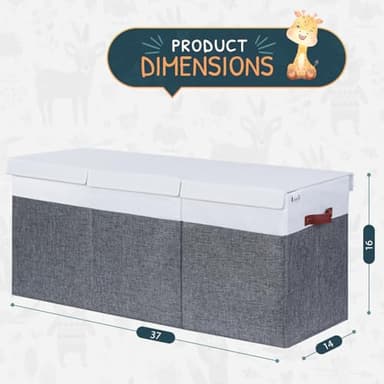 SoftOwl Extra Large Toy Storage Organizer with Lid - Sturdy, Collapsible Toy Chest Storage Box Design - Toys Bin with Dividers for Kids, Nursery, Bedroom, Playroom 37"x16"x14" - Image 2