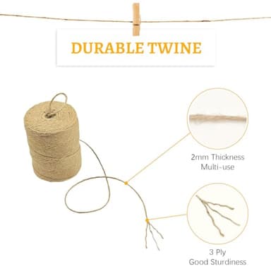 10 PCS Twine String Bulk 6000 Feet Long, 2mm Thin Jute Twine for Crafts, Hemp Rope Wrapping, Packing Gardening, Crochet Knitting Macrame Decor, 600 Feet Each Roll - Image 3