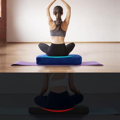 HOMBYS Shredded Foam Yoga Bolster Pillow for Restorative Yoga & Meditation, Versatile Rectangular Yoga Support Pillow Premium Meditation Cushion with Washable Velvet Cover & Carry Handle, Dark Blue - Image 5