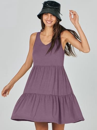 ANRABESS Womens Summer Casual Tank Dress Sleeveless V Neck T Shirt Sundress Flowy Tiered Swing Mini Beach Vacation Dresses Purple XX-Large - Image 5