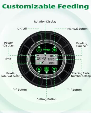 Papettly Automatic Fish Feeder for Aquarium - Auto Fish Food Dispenser for Turtle Tank with USB Cable, LCD Display, Timer, Fish Feeder for Vacation Weekend Holiday, with Feeder Spoon - Image 4