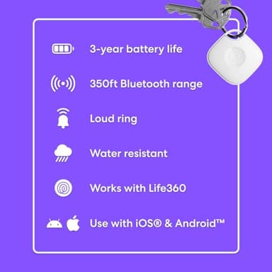 Tile by Life360 Mate - Bluetooth Tracker, Keys Finder and Item Locator for Keys, Bags and More. Phone Finder. Both iOS and Android Compatible. 2-Pack (Black/White) - Image 7