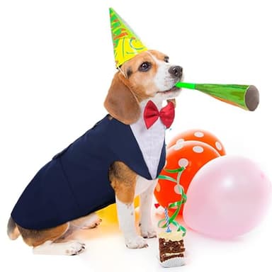 PUMYPOREITY Tuxedo for Large Dogs, Tuxedo and Bandana Set, Formal Wedding Attire, Gentleman Attire With Bowtie for Valentines Christmas Birthday, 2 Pieces/Pack, L, Blue - Image 4