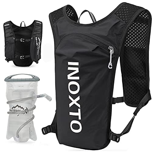 INOXTO Running Hydration Vest Backpack,Lightweight Insulated Pack with 1.5L Water Bladder Bag Daypack for Hiking Trail Running Cycling Race Marathon for Women Men (Black) - Image 1