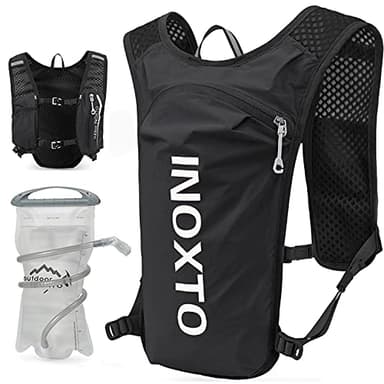 INOXTO Running Hydration Vest Backpack,Lightweight Insulated Pack with 1.5L Water Bladder Bag Daypack for Hiking Trail Running Cycling Race Marathon for Women Men (Black) - Image 1