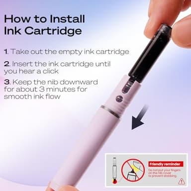 WRITECH Fountain Pen Fine Nib: Retractable Black Ink Pens Set Includes 5 Ink Cartridges Smooth Writing for Calligraphy Sketching Journaling Gift (Purple) - Image 2