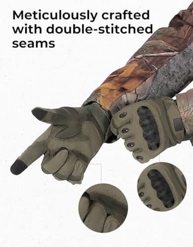 KEMIMOTO Tactical Gloves for Men, Touchscreen Motorcycle Gloves with Hard Shell & Palm Padding for Sports Motorcycle Cycling Tactical Airsoft Paintball Hunting Hiking Camping Climbing (Green,Large) - Image 5
