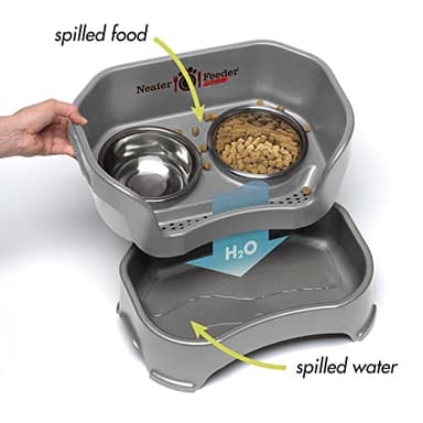 Neater Pet Brands Neater Feeder Deluxe Mess Proof Dog Bowls Elevated for Large Dogs Over 40 lbs, Made in USA, No Spill Raised Dog Food Bowl Stand Feeding Station, Food and Water Bowl Set, Grey - Image 3