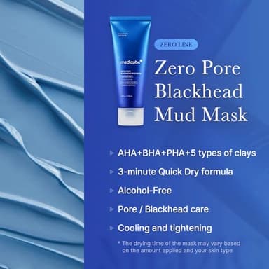 Medicube Zero Pore Blackhead Mud Facial Mask - Skin Cooling & Pore Tightening - 3 Minute Quick Dry Formula with AHA, BHA, PHA, and Pore-Purifying Clay - Korean Mud Mask 3.52 oz - Image 2