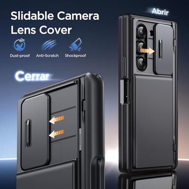 TONGATE Wallet for Z Fold 7 Case with Privacy Screen Protector, [4-Card Holder][Anti Spy] Built-in Large Stand & Slide Camera Cover Z7 Shockproof Phone Case for Samsung Galaxy Z Fold 7, Dark Black - Image 7