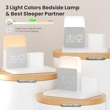 Alarm Clock with Wireless Charger for Bedrooms, 6 in 1 Wireless Charging Station, Magnetic Charger with Night Light Bedside Clock for iPhone 16 15 14 13 12 Pro Max, Apple Watch - Image 4