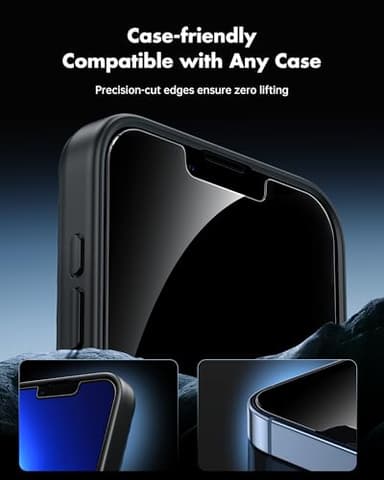 UNBREAKcable Privacy Screen Protector for iPhone 14/ iPhone 13/13 Pro, Tempered Glass [True 28°Anti Spy] [9H Hardness] [Case Friendly] Private Protector for iPhone 6.1" - 2 Pack - Image 6
