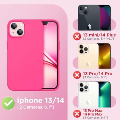 GolbinBox Magnetic for iPhone 13 Case & iPhone 14 Case, Compatible with MagSafe, [Soft Anti-Scratch Microfiber Lining], Slim Liquid Silicone Shockproof Protective Phone Case 6.1 inch, Hot Pink - Image 2