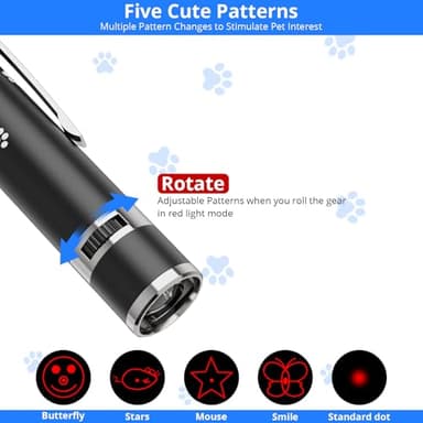 OUMSIS Cat Toys, USB Rechargeable Interactive Cat Mouse Toys, 3 Light Modes & 5 Adjustable Patterns, Portable Kitten Toy for Indoor Cats & Dogs, Training & Exercise Fun - Image 3