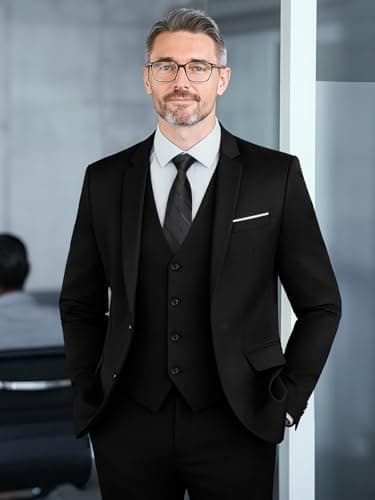 WEEN CHARM Men's 3-Piece Slim Fit Suit Set-2-Button Blazer,Vest & Pants-Formal Wedding,Prom,Party & Business Tuxedo - Image 4