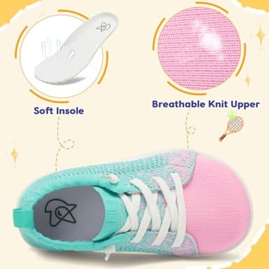 LeIsfIt Toddler Shoes Girls Boys Wide Shoes Kids Zero Drop Minimalist Sneakers Barefoot Slip on Tennis Sneakers Green Pink 12 Little Kid - Image 5