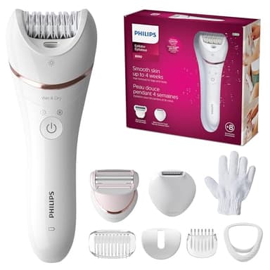 Philips Epilator Series 8000, Wet & Dry, 3-in-1 with Shaver & Trimmer Attachments for Women, 8 Accessories Included, BRE720/14 - Image 1