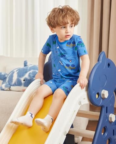 babee Reshinee Bamboo Viscose Toddler Car Pajamas Boys Girls Kids Cool Short Summer Pjs Pyjamas Set 5-6Y Blue Tractor 2pcs Sleepwear Jammies - Image 8