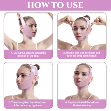 Graphene V-Line Mask Chin Up Mask V Shaped Face Mask Chin strap for sleeping,Jawline Shaper,Lilac,Small - Image 8