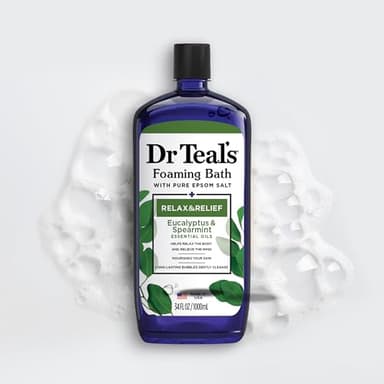 Dr Teal's Foaming Bath with Pure Epsom Salt, Relax & Relief with Eucalyptus & Spearmint, 34 fl oz (Pack of 4) - Image 7