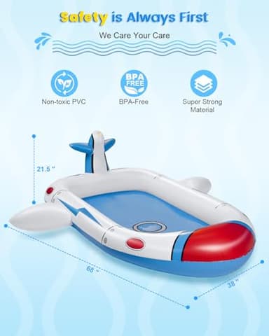 Kiddie Pool for Toddlers, Splash Pad for Kids Ages 4-8, 68" Inflatable 3-in-1 Swimming Pool for Kids, Backyard and Outside Sprinkler Play Mat Wading Pool for 3 4 5 6 Year Old - Image 3