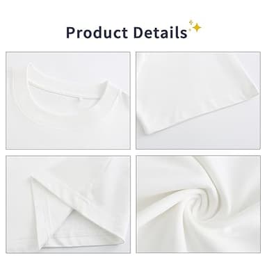 Mens Oversized T-Shirts Fashion Loose Fit Crewneck Tshirt Streetwear Heavyweight Short Sleeve Tee Shirt Gym Workout Tops(White,l) - Image 5