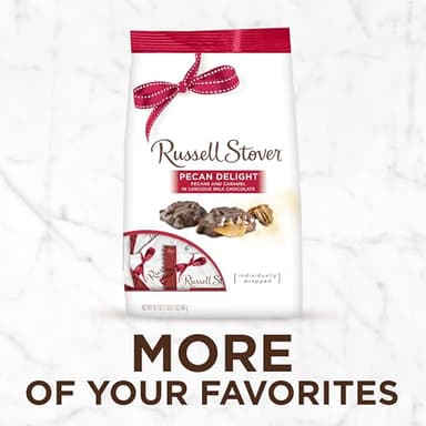 Russell Stover Pecan Delight Gusset Bag 16.10 Ounce Russel Stover Milk Chocolate Covered Candy Pack, Crunchy Pecans and Buttery Caramel Covered In Sweet Milk Chocolate Candy, Individually Wrapped - Image 5