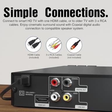 MEGATEK Region-Free HDMI DVD Player for TV, Compact CD/DVD Player for Smart TV, USB Port, Plays All Region DVDs & Multi Formats, Metal Housing, HDMI/RCA Cables & Remote Included - Image 6