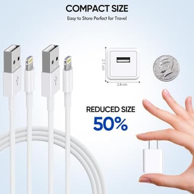 iPhone Charger [Apple MFi Certified] Apple Charger Cord 2Pcak 6FT Lightning Cable Fast Charging with Wall Charger Block Travel Plug Brick Adapter for iPhone 14/13/12/11/XS/XR/SE/7/8/8 Plus/AirPods - Image 4