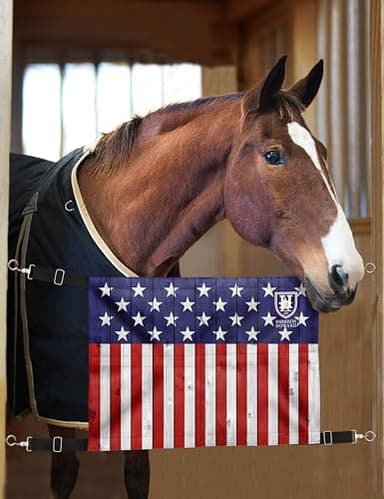 Harrison Howard Horse Stall Guard with Adjustable Straps and Sturdy Spring Hooks Included Aisle Guard Stall Guard for Horses,US Flag - Image 4