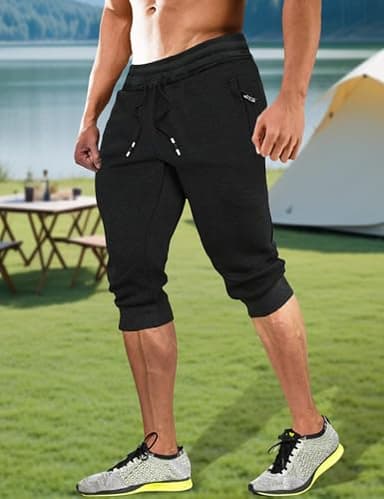 FASKUNOIE Running Shorts for Men Outdoor Sports Short Pants Lightweight Trousers Black - Image 2