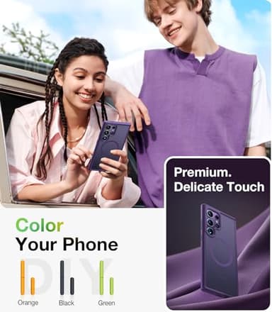 TORRAS Magnetic Shockproof for Samsung Galaxy S24 Ultra Case, Fit for MagSafe, Military Grade Drop Tested, Protective Translucent Matte Slim Case for Samsung S24 Ultra, Deep Purple - Image 6