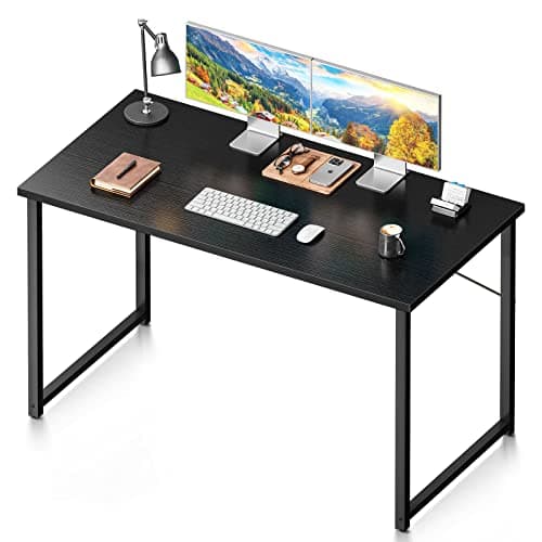 Coleshome 48 Inch Computer Desk, Modern Simple Style Desk for Home Office, Study Student Writing Desk, Black - Image 1