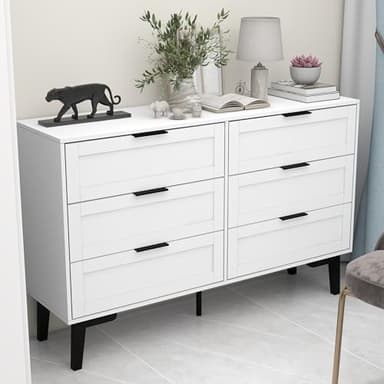 TaoHFE 6 Drawer Dresser for Bedroom Modern White Chest of Drawers for Nursery Wood Dresser for Kids Horizontal Dressers & Chests of Drawers for Bedroom Living Room - Image 5