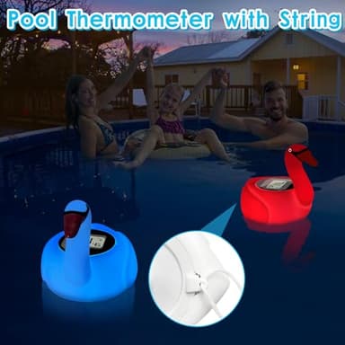 KingSom Digital Pool Thermometer,Solar Pool Thermometer Floating Easy Read with Colorful Swan Light,Floating Pools Thermometers with Large LCD Screen and String,Pond Water Temperature Thermometers - Image 5
