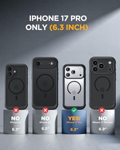 Miracase Magnetic for iPhone 17 Pro Case 6.3" [Compatible with MagSafe] Full-Body Phone Case with Built-in Glass Screen Protector & Camera Control,Drop Proof iPhone 17 Pro Cover, Black - Image 2