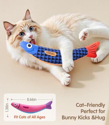 PetBusy Interactive Cat Toys with [5000mg A+ Organic Catnip] [Baby Grade] Soft Chew Kicker Cat Toys for Indoor Cats & Kittens,Crinkle &Rattle Fish Sound Toy,Drives Bored Cats Crazy with Fun,2 Pack - Image 4