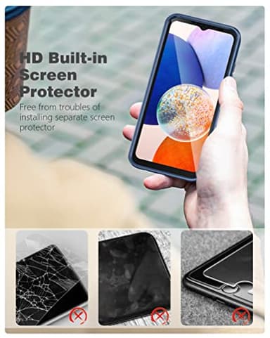 FNTCASE for Samsung Galaxy A14-5G Case: Shockproof Silicone Protective Phone Case with Built-in Screen Protector - Slim Dual Layer Rugged Sturdy Drop Proof TPU Protection Cover (Navy Blue) - Image 4