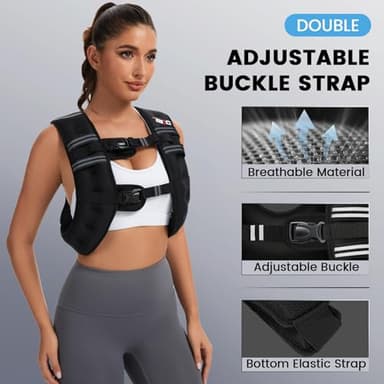 Weighted Vest Woman, 12 LB Womens Weight Vest for Walking, Strength Training Weight Vests for Men, Reflective Stripe Fitness Vest for Workout Running Jogging - Image 2