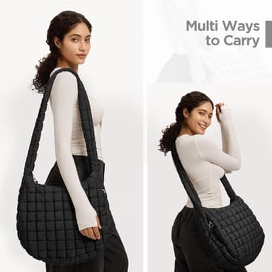 Puffer Tote Bag for Women Large Quilted Tote Bag Quilted Carryall Bag Soft Puffy Crossbody Bag Hobo Handbags Puff Purse - Image 2