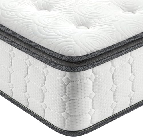 Vesgantti Twin Mattress, 12 Inch Hybrid Twin Size Mattress in a Box, Single Bed Pillow Top Mattresses, Foam and Pocket Coils Innerspring Mattresses, Pressure Relief, Medium Firm Feel - Image 1