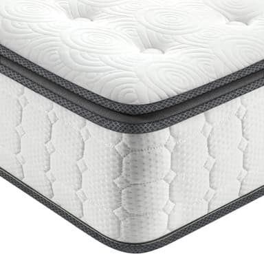 Vesgantti Twin Mattress, 12 Inch Hybrid Twin Size Mattress in a Box, Single Bed Pillow Top Mattresses, Foam and Pocket Coils Innerspring Mattresses, Pressure Relief, Medium Firm Feel - Image 1